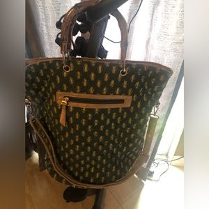 Authentic Gesia Firenze large bag gold and jean blue big to use as beach bag